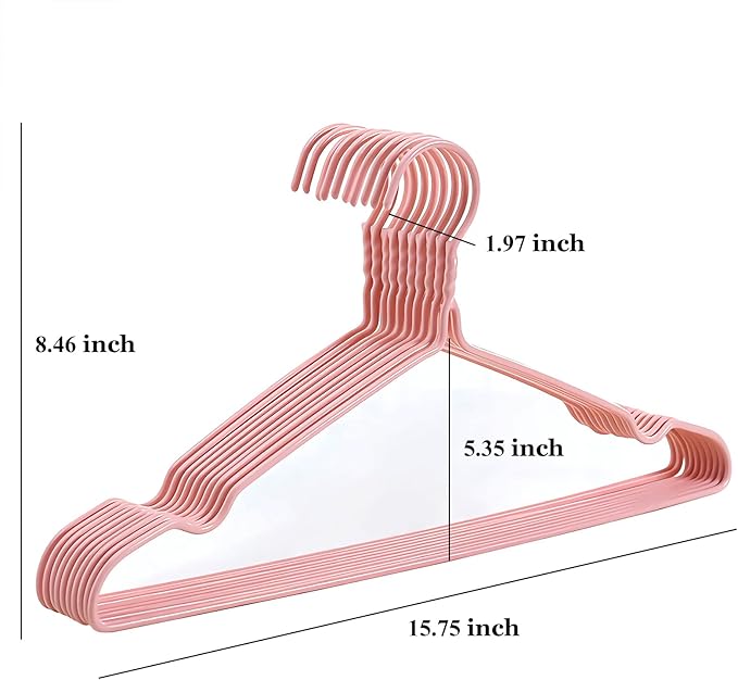 10 Pack Wire Hangers, Heavy Duty Space Saving Non Slip Coat Hangers for Suits, Shirts, Dresses and Trousers - Pink