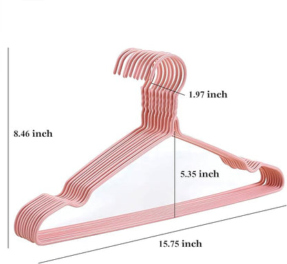 10 Pack Wire Hangers, Heavy Duty Space Saving Non Slip Coat Hangers for Suits, Shirts, Dresses and Trousers - Pink