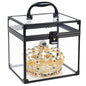 Costravio Clear Makeup Case Crown Box Toiletry Organizer Case Transparent Train Case with Latches Travel Artists Display Case for Vanity Bathroom Counter Dresser Craft Toys Case Makeup Tools Box