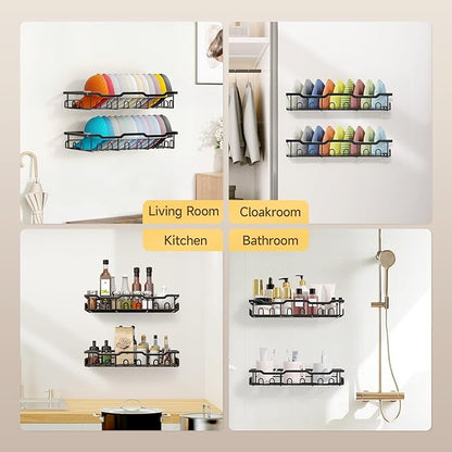 Nicetree Hat Rack for Wall - 2 Pack Metal Hat Organizer for Baseball Caps - Heavy Duty Wall Mounted Baseball Cap Organizer and Hat Storage for Closet Wall or Bedroom - Holds 48 Caps,Black