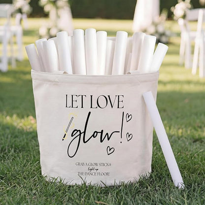Yungyan Wedding Baskets with Handles 16 inch Large Storage Basket for Wedding Glow Sticks Slippers Flip-flops Umbrella Blankets Gift Container for Ceremony Ivory White (Let Love Glow)