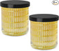 Qtip Holder for Bathroom set of 2, Clear Glass Apothecary Jars with Lids, Bathroom Canisters for Cotton Balls,Swabs,Floss Picks,Hair Ties,Vanity Organizer and Storage,Vintage Decor (Yellow)