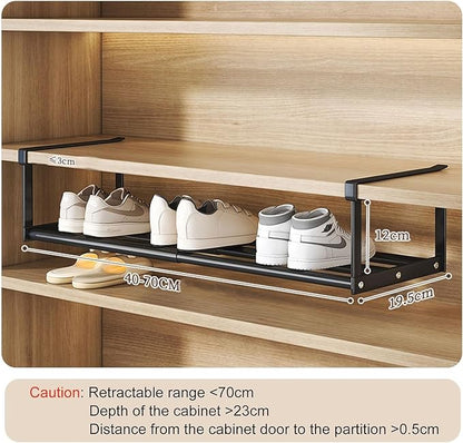 Expandable Shoe Rack & Hanging Shoe Organizer, Adjustable Under Shelf Storage for Closet, 16.5"-31.5" Space Saving Rack for Closet Pantry Laundry Room