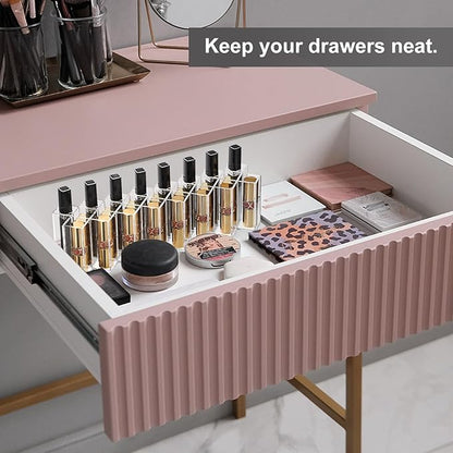 ELLDOO Rollerball Perfume Organizer, 23 Spaces Clear Acrylic Perfume Storage Holder Beauty Scent Holder, Stackable Makeup Lipgloss Lipstick Display Case Lip Gloss Storage Stand (8-Tier)
