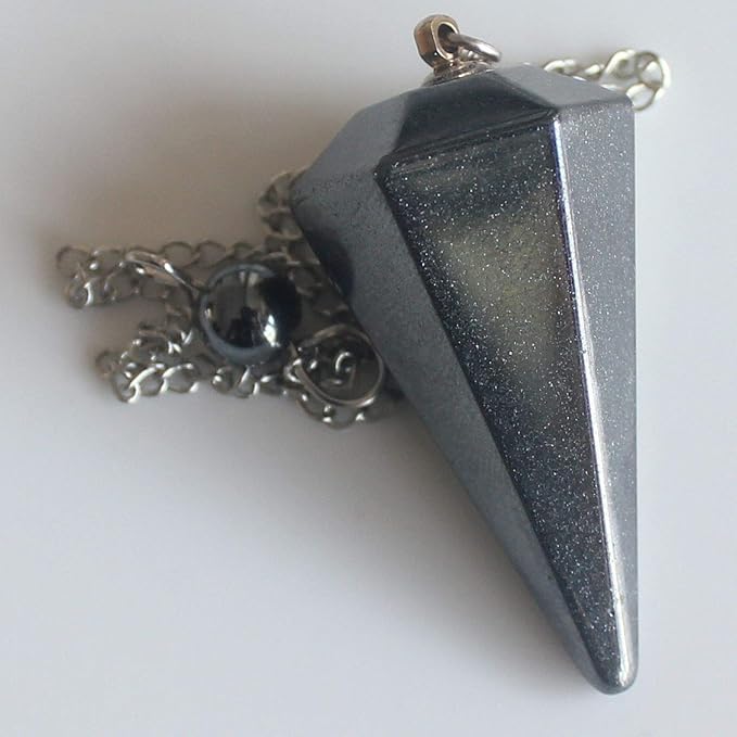 Faceted Mixed gemstone crystal pendulum point reiki chakra pendant bead Chain 6''