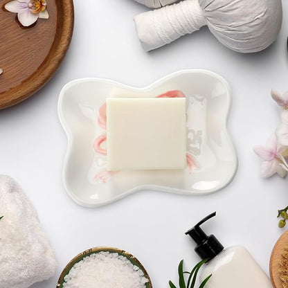 Pink Bow Girls Soap Dish Bathroom Decor Coquette Ceramic Cleaner Dish Bow Soap Holder Aesthetic Preppy Room Decor Saver Tray for Kitchen Sink Bathroom Baby Shower Wedding Gift, Easy Cleaning