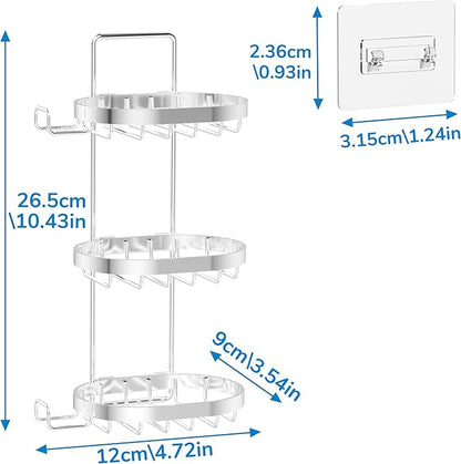 MASADI 3 Tier Soap Dish Holder, Soap Bar Holder with Hooks, Shampoo Bar Caddy for Shower Wall, Razor Holder for Shower, Bar Soap Container 304 Stainless Steel, Bathroom(Silver)