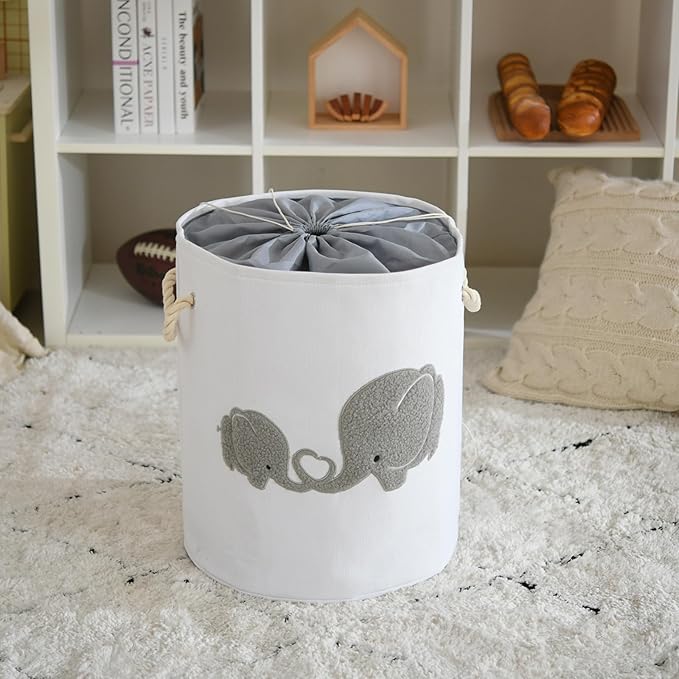 Baby Hamper Extra Large Nursery Hamper, 58L Kids Toys Basket Laundry Basket for Baby's Dirty Clothes Collapsible Storage Basket Canvas Clothes Hamper Toy Box Dorm Room Essentials for College