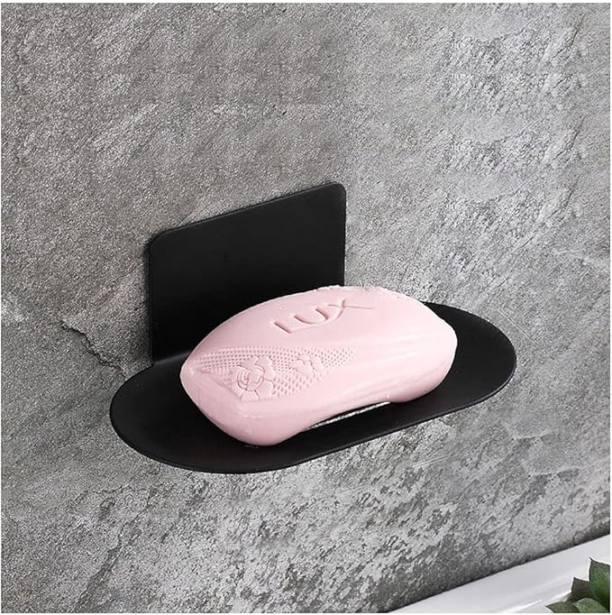 Adhesive Soap Dish, Bath Soap Dish for Shower, 304 Stainless Steel Wall Mounted Bar Soap Holder for Bathroom Kitchen- No Drilling (Black)