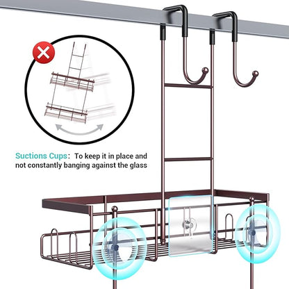 Aitatty Over the Door Hanging Shower Caddy: Rustproof Hanging Organizer over the Door - No Drilling Bathroom Rack for Inside Shower Bronze