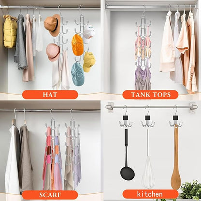 Baseball Hat Organizer for Closet, Collapsible Caps Rack with 10 Rotatable Large Hooks, Hat Hanger for Display,Storage and Closet Organizers,Metal Space Saving Holds Up to 40 Caps (1 pack)
