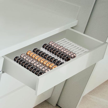SUMERFLOS Coffee Pod Holder Storage Tray 15.75"L x 10.23"W Compatible with Vertuoline Capsule, Drawer Insert Organizer Holds 40 Pods Drawer of Kitchen, Home, Office - Clear