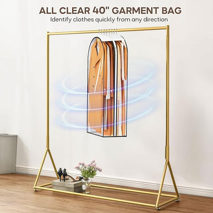 KEETDY 10" Guessted Garment Bags for Hanging Clothes, All Clear 40" Suit Bag for Closet Storage for Suits, Coats, Dresses Cover（4 Packs）