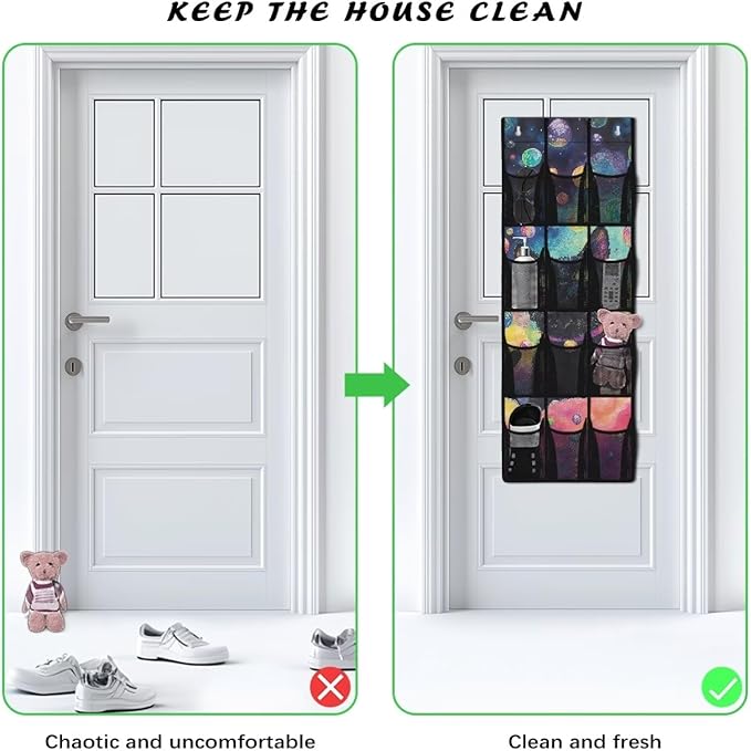Cat Over the Door Shoe Organizer Space Saving Hanging Shoe Rack Holder with 12 Pockets Large Capacity Behind the Door Storage for Classrooms, Bedrooms, Dormitories