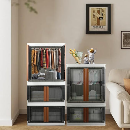 Wardrobe, Closet, Collapsible Storage Cabinet, Useful Box with Large Capacity, 37.5 Gal (142 L), Stackable on Box (19 Gal), Easy Storage of Clothing, Installation Free