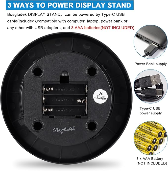 360° Electric Rotating Platform with Type-C Cable, 6.3in / 15lb Motorized Rotating Display for Jewelry Photography Products Live Show Video shoot, Mushroom Rotating Stand for 3D Model Cake Black