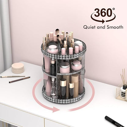 Rotating Makeup Organizer, 360° Spinning Skincare Organizers, Adjustable Layer Cosmetic Storage Lazy Susan Makeup Organizers for Dresser Bathroom, Medium, Gray