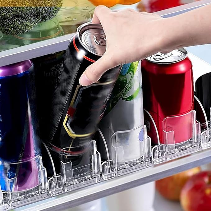 5pcs Soda Can Organizer for Fridge, Automatic Can Holder Dispenser, ABS Fridge Can Holder, Self Pushing Drink Organizer, Beverage Containers for Refrigerator Kitchen(Black)
