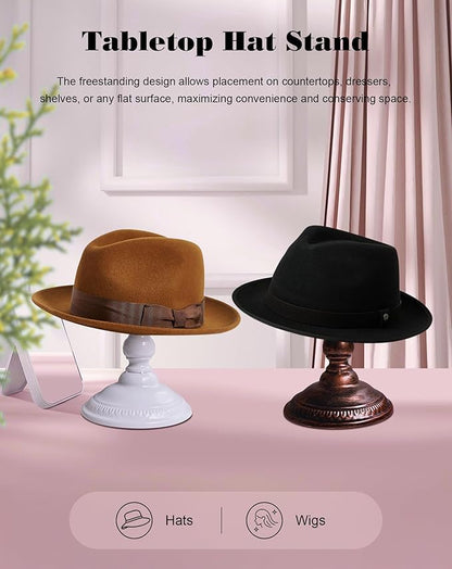 CHADWICK Hat Stand Vintage Style Dome Shape Freestanding Hat Stands for Display Metal Hat Display Stand Cowboy Hat Rack Wig Holder Hat Rack Stand Helmets Wigs Hats Caps Stand (Black)