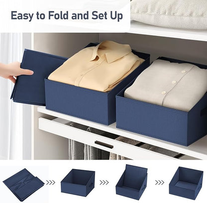 DIMJ Closet Storage Bins 12 Pack - Fabric Storage Baskets for Shelves, Collapsible Clothes Organizer with Handles, Trapezoid Shelf Organization Storage Cubes for Purse, Toys, Books, Towel, Clothes