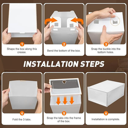 20 Pack Shoe Boxes Clear Plastic Stackable, Clear Shoe Boxes for Closet, Sneaker Boxes Plastic Stackable, Shoe Container with Lids for Closet Bedroom Small Space
