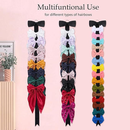 3 PCS Bow Holder for Girls Hair Bows, Ribbon Hair Clip Oraganizer Hair Barrettes Storage for Women,Wall Hanging Alligator Clip Hair Accessories Organizer Bedroom College Dorm Decor (Black-3pcs)