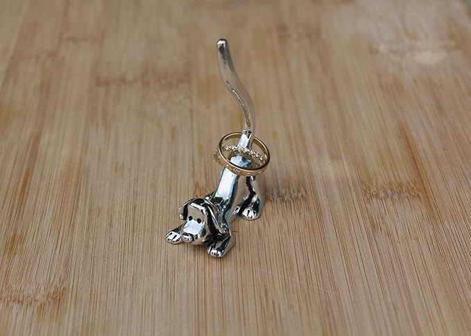 Dog Stretching Ring Holder (Pewter) Yoga Pose