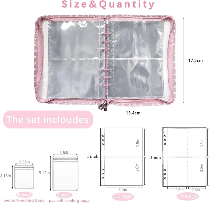 Jewelry Organizer Travel,Jewelry Storage Book with 45 Portable thick PVC pouches,Jewelry Organizer Zipper Bags for Necklaces Bracelet Rings and Earrings (front cover removable),Pink