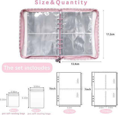 Jewelry Organizer Travel,Jewelry Storage Book with 45 Portable thick PVC pouches,Jewelry Organizer Zipper Bags for Necklaces Bracelet Rings and Earrings (front cover removable),Pink