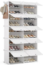 Mondeer Shoe Rack, Plastic Shoe Cabinet, 10 Levels, Shoe Rack Organiser Holds 40 Pairs of Shoes, Space Saving, for Hallway, Bedroom, Living Room, Entrance (White)