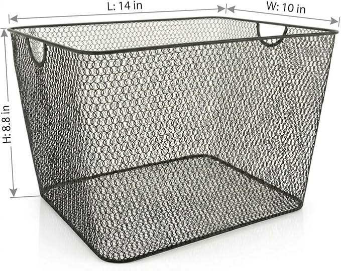 YBM Home Kitchen Pantry Organizer Wire Baskets for Shelves, Cabinets, Pantry, Countertop, Mesh Open Storage Bin Metal Basket for Organizing Food Supplies, 2 Pack