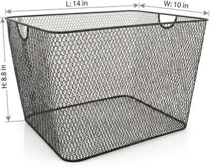 YBM Home Kitchen Pantry Organizer Wire Baskets for Shelves, Cabinets, Pantry, Countertop, Mesh Open Storage Bin Metal Basket for Organizing Food Supplies, 2 Pack