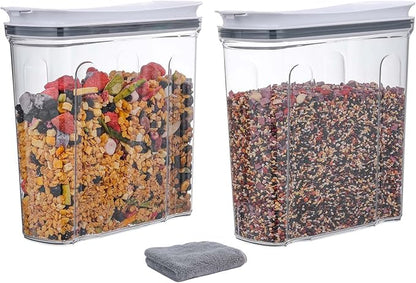 Cereal Containers Storage Set, Airtight Food Storage Container with Lid 3.5L,2PCS BPA-FREE Plastic Pantry Organization Canisters for Rice Cereal Flour Sugar Dry Food in Kitchen…