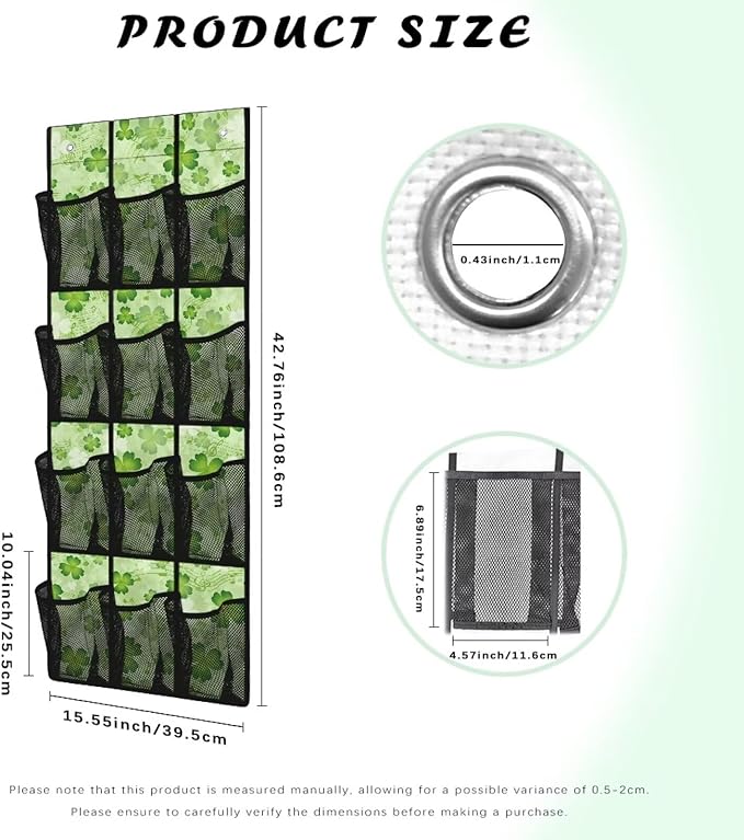 Large Capacity Door Organizer with 12 Pockets, Storage Hanging Bag Behind the Door for Accessories and Essentials, Foldable and Space Saving Design for Home Use, Lucky Leaf Music