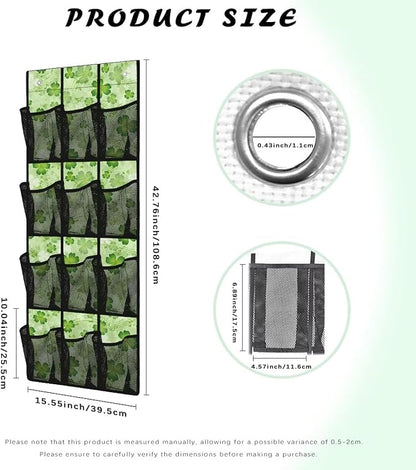 Large Capacity Door Organizer with 12 Pockets, Storage Hanging Bag Behind the Door for Accessories and Essentials, Foldable and Space Saving Design for Home Use, Lucky Leaf Music