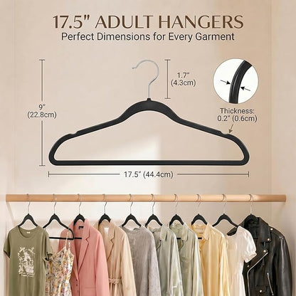 SMARTOR Plastic Hangers 20 Pack - Thin and Slim Design for Space Saving Organizer - Heavy Duty Durable Closet Organizers and Storage with 360 Swivel Hooks, Non Slip Notches for Straps - Black