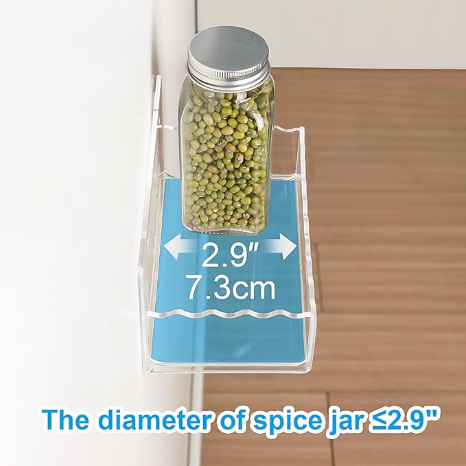 6 inch Spice Rack Wall Mounted,4 Pack Spice Organizer Shelf for Stove Cabinet Pantry Door, Adhesive or Screw Hanging Wall Spice Shelf Storage Holder in Kitchen and RV - Clear Color