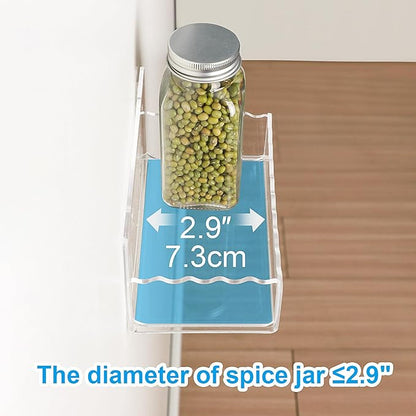 6 inch Spice Rack Wall Mounted,4 Pack Spice Organizer Shelf for Stove Cabinet Pantry Door, Adhesive or Screw Hanging Wall Spice Shelf Storage Holder in Kitchen and RV - Clear Color