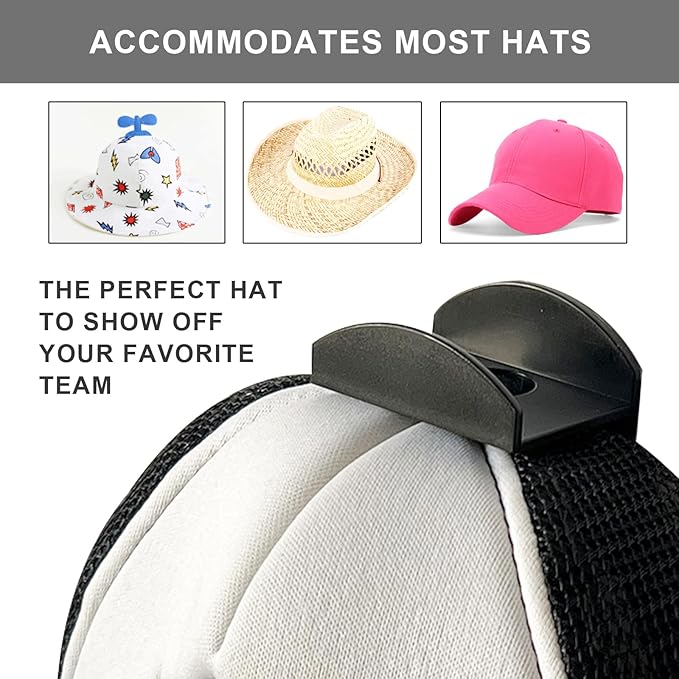 Adhesive Hat Hooks for Wall (20-Pack) No Drilling Caps Holder Organizer Minimalist Hat Rack Design Wall Mounted Hat Rack for Men Trucker Hat (BLACK)