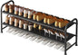 INGIORDAR Shoe Rack 2 Tier Long Storage Organizer Wide Metal Shoe Shelf for Closet Entryway Black