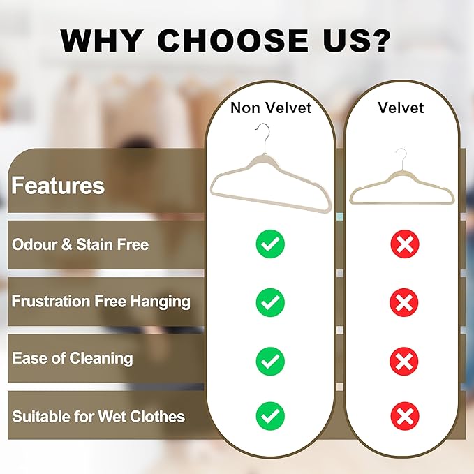 Quality Hangers 200 Pack Slim Plastic Hangers for Clothes - 16.5" Won't Crease Your Clothes, Heavy Duty Non-Velvet Ivory Hangers, 360° Swivel Chrome Hook Dresses Coats Shirts