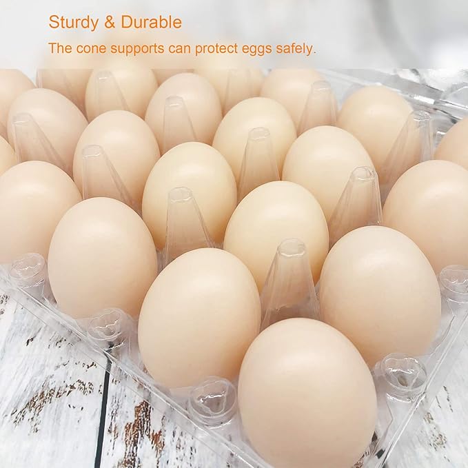 Egg Cartons 40 Packs, Clear Eco-friendly Plastic Blank Egg Cartons with Free Labels, Holds up to 24 Eggs Securely, Perfect for Family Pasture Farm Markets Display - Medium