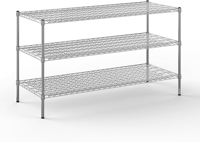 24" Deep x 60" Wide x 34" Height Wire Shelving Kit | 3-Tier | NSF Commercial Storage Rack Unit