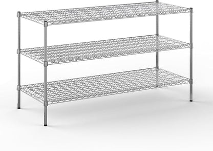24" Deep x 60" Wide x 34" Height Wire Shelving Kit | 3-Tier | NSF Commercial Storage Rack Unit