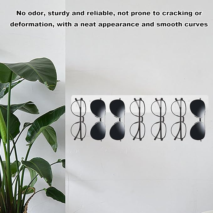 Wall Mount Sunglasses Storage Organizer Acrylic Holder Modern Eyeglasses Display Holder Set of 2 Sunglass Holder for Wall Transparent Eyewear Display