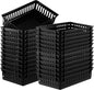 Wenqik 24 Pcs Plastic Storage Baskets for Classroom Organizing Small Pantry Storage Bins Rectangular Tray for Back to School Household Toys Classroom Bedrooms, Kitchens Countertops(Black)