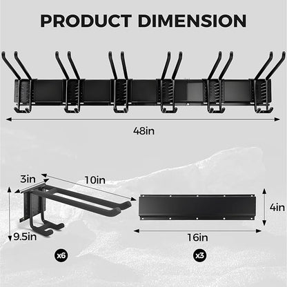Garage Tool Organizer 48in - Heavy Duty Wall Mount Tool Storage Rack Load 350lb Garage Organization for Mop Rake Broom Shovel Folding Chair