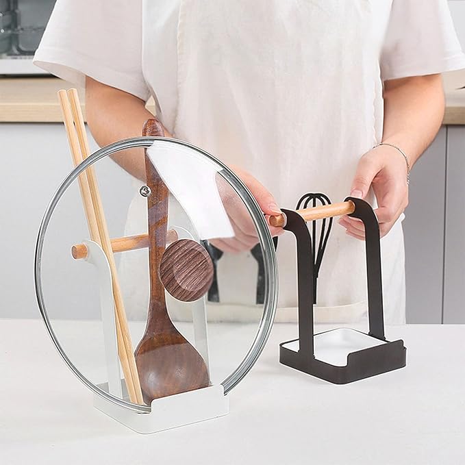 TOPINCN Pot Lid Holder, Multifunctional Pot Lid Ladle Holder Stand Kitchen Cookware Organizer Rack Spoon Rest Stand Cooking Utensil Rest, Cutting Board Rest Kitchen Utensils Drip Tray