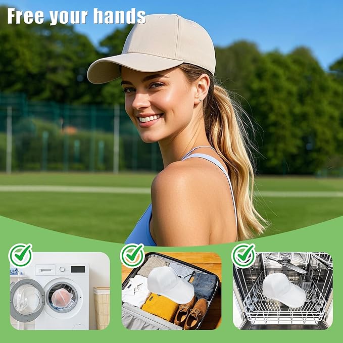 Baseball Cap Washer Cage with Laundry Mesh Bag, Cap Cleaning Frame & Shaping Protector for Washing Machine & Dishwasher, Reusable Hat Holder for Adult & Kids Caps