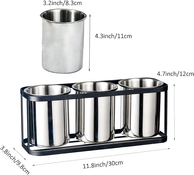 IMEEA Countertop Silverware Caddy, Stainless Steel Flatware Organizer with 3 Compartments for Forks Spoons Knives